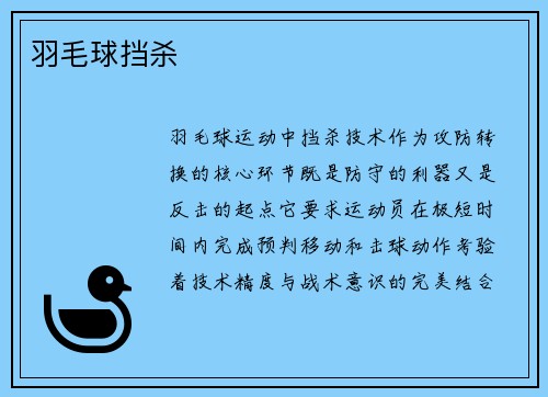 羽毛球挡杀