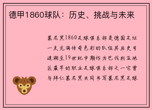 德甲1860球队：历史、挑战与未来